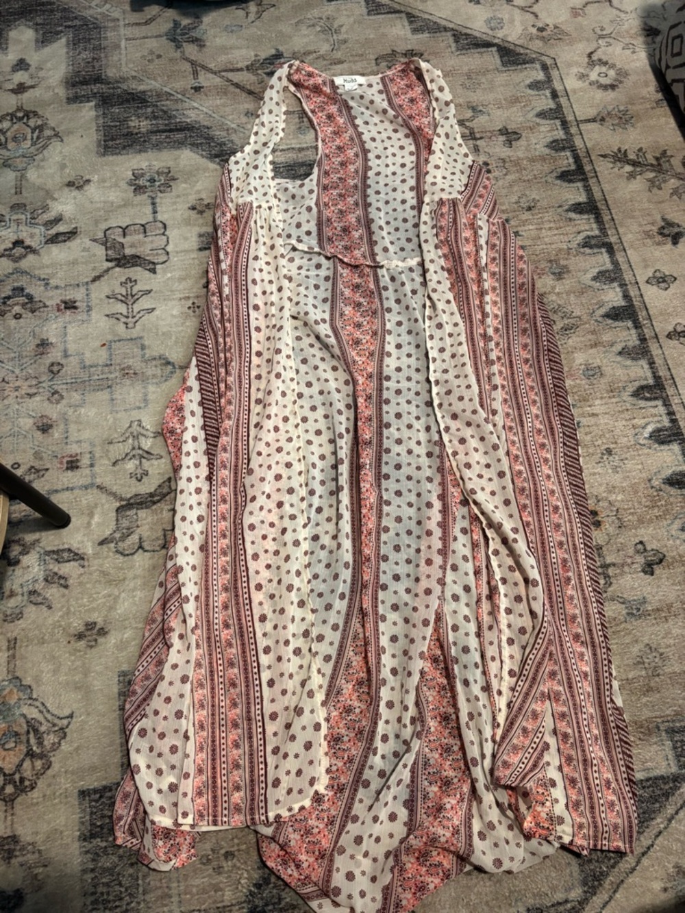 Boho Sleeveless Maxi Kimono